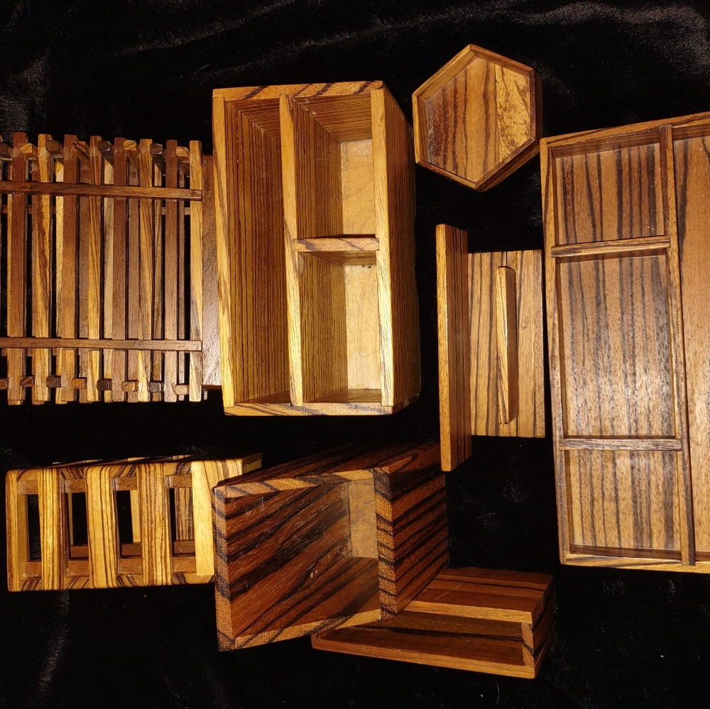 Vintage Tiger wood desk set